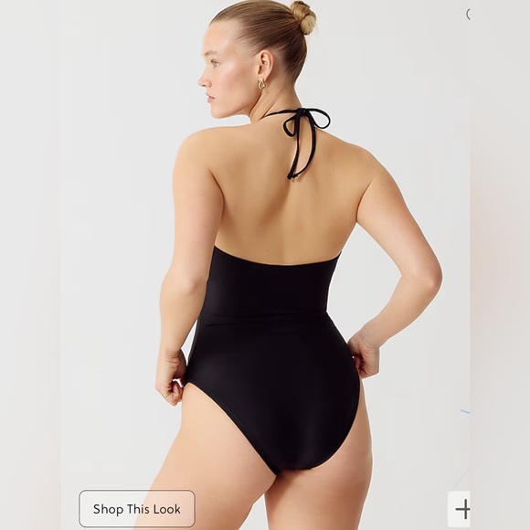 NWT J.Crew Size 6 One Piece  Cut Out Halter Swimsuit In Black - Picture 2 of 10